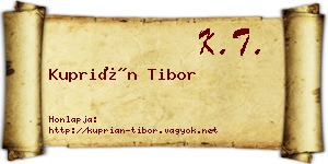 Kuprián Tibor névjegykártya